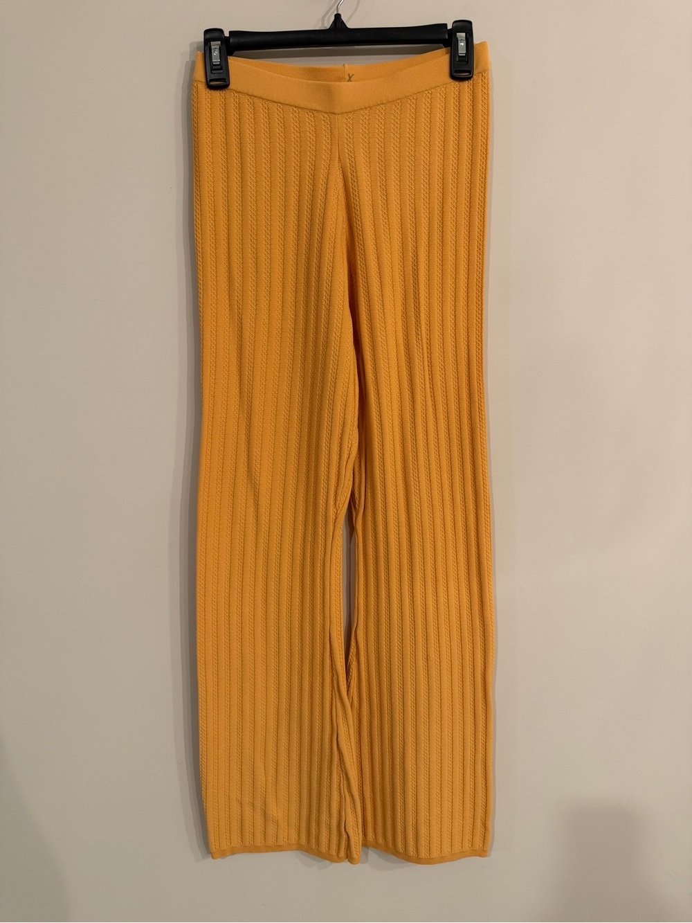 Sandro Ribbed Wide-Leg Sweatpants - Mustard